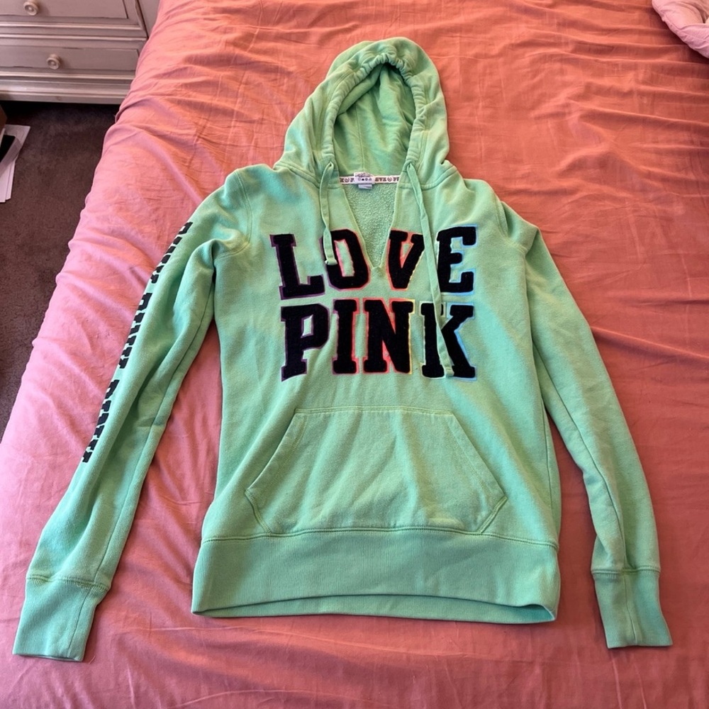 Victoria’s Secret PINK Love Pink Green Hoodie